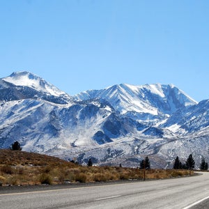 Wintery highway 395 in Mono County.