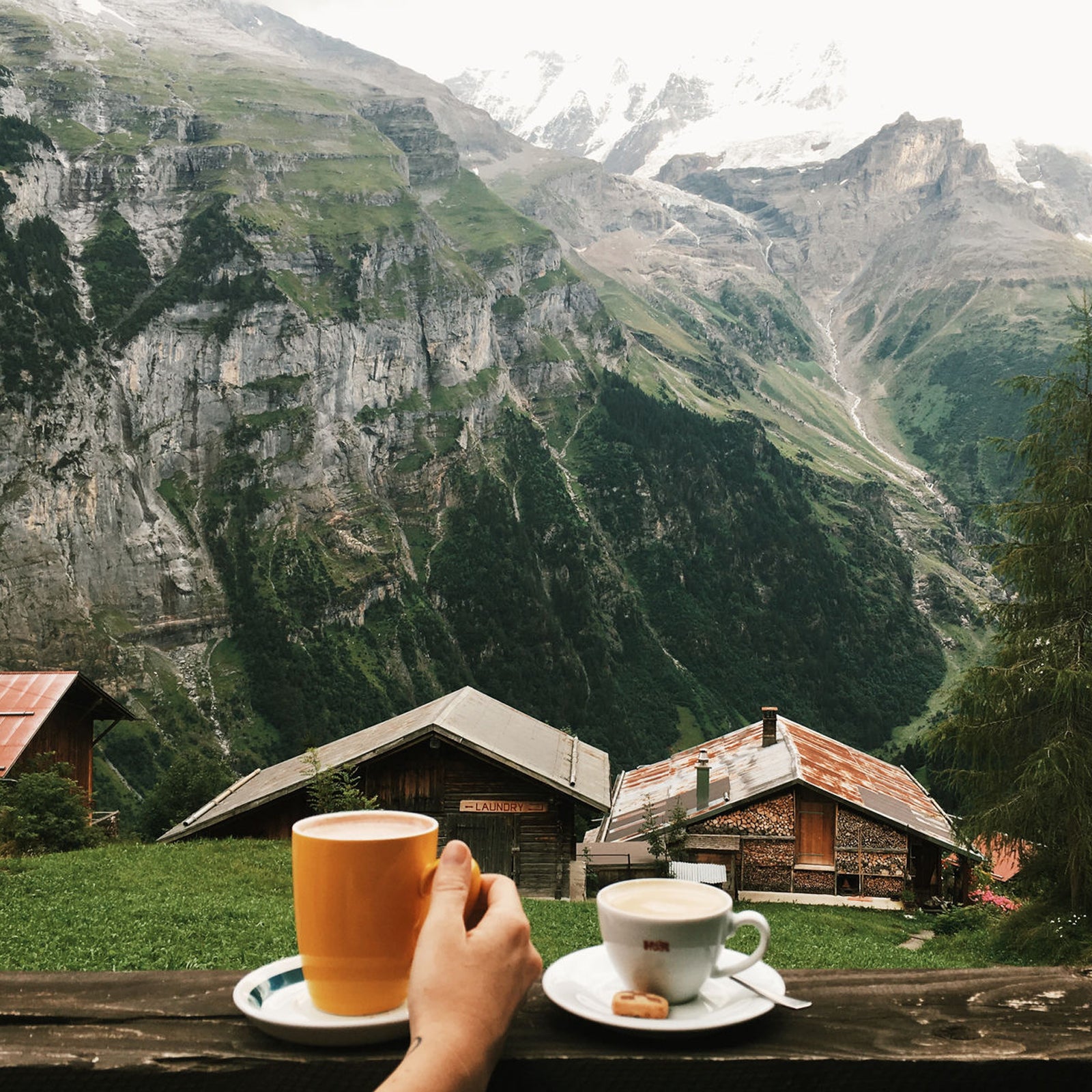 Premium Photo  Two mugs of hot drink outdoors in winter