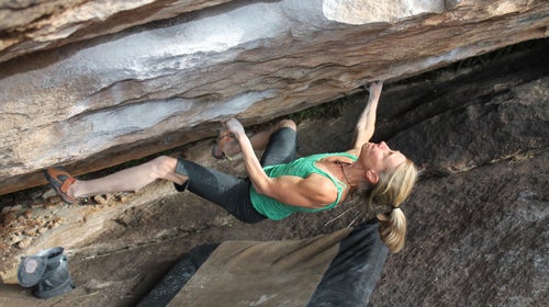 Erbesfield-Raboutou climbing in Hueco in 2011.