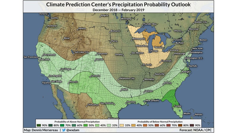 This winter's precipitation probability outlook.