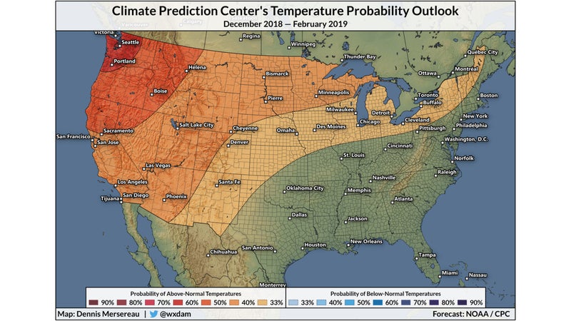 This winter's temperature probability outlook.