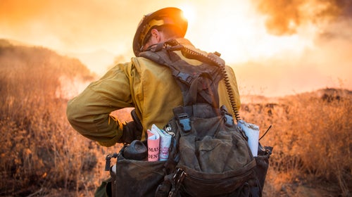 The Thomas Fire burns in the hills above Los Padres National Forest during a firing operation Wednesday December 20th, 2017. The fire was 272,600 acres and 65% contained.