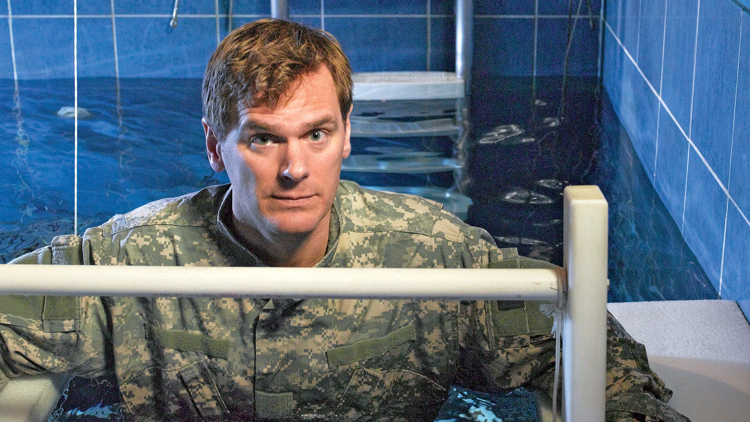 The author, chilling in USARIEM’s water-immersion lab