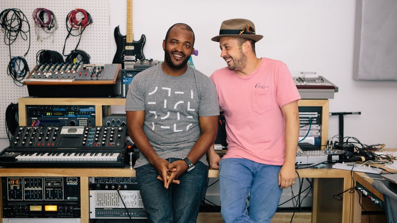 Masekela in the studio with bandmate Sunny Levine