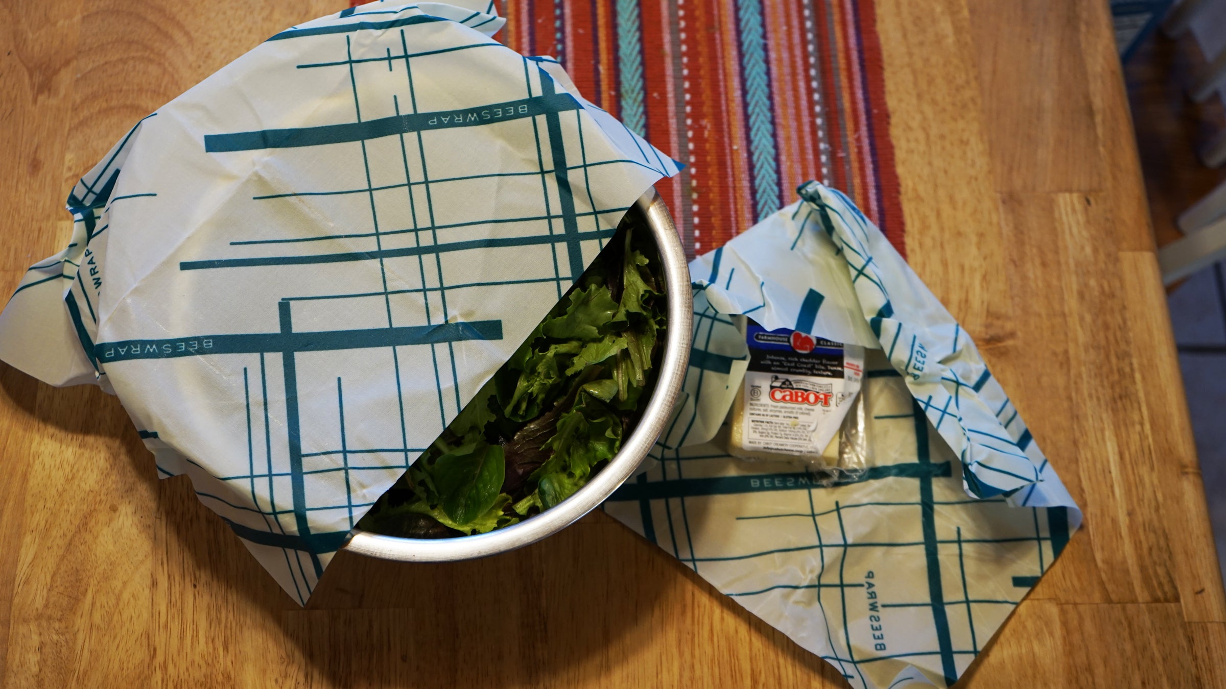 Bee's Wrap, cotton sheets covered in beeswax, is an awesome, reusable alternative to plastic wrap. 