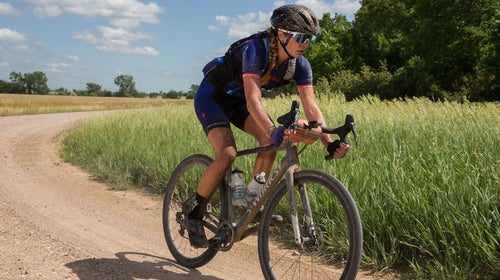 Ex-pro cyclist, Alison Tetrick riding in the Dirty Kanza 200 in 2018.