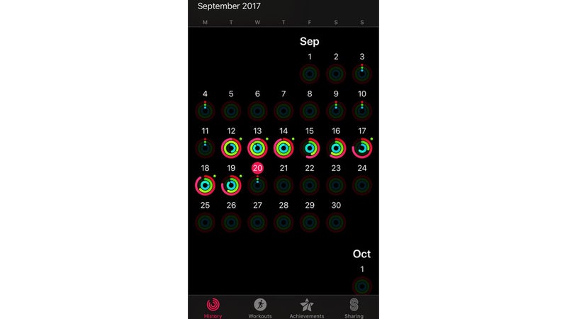 Your daily goal is to close all three of these rings. Each represents one of the following: standing, all-day movement, and exercise.