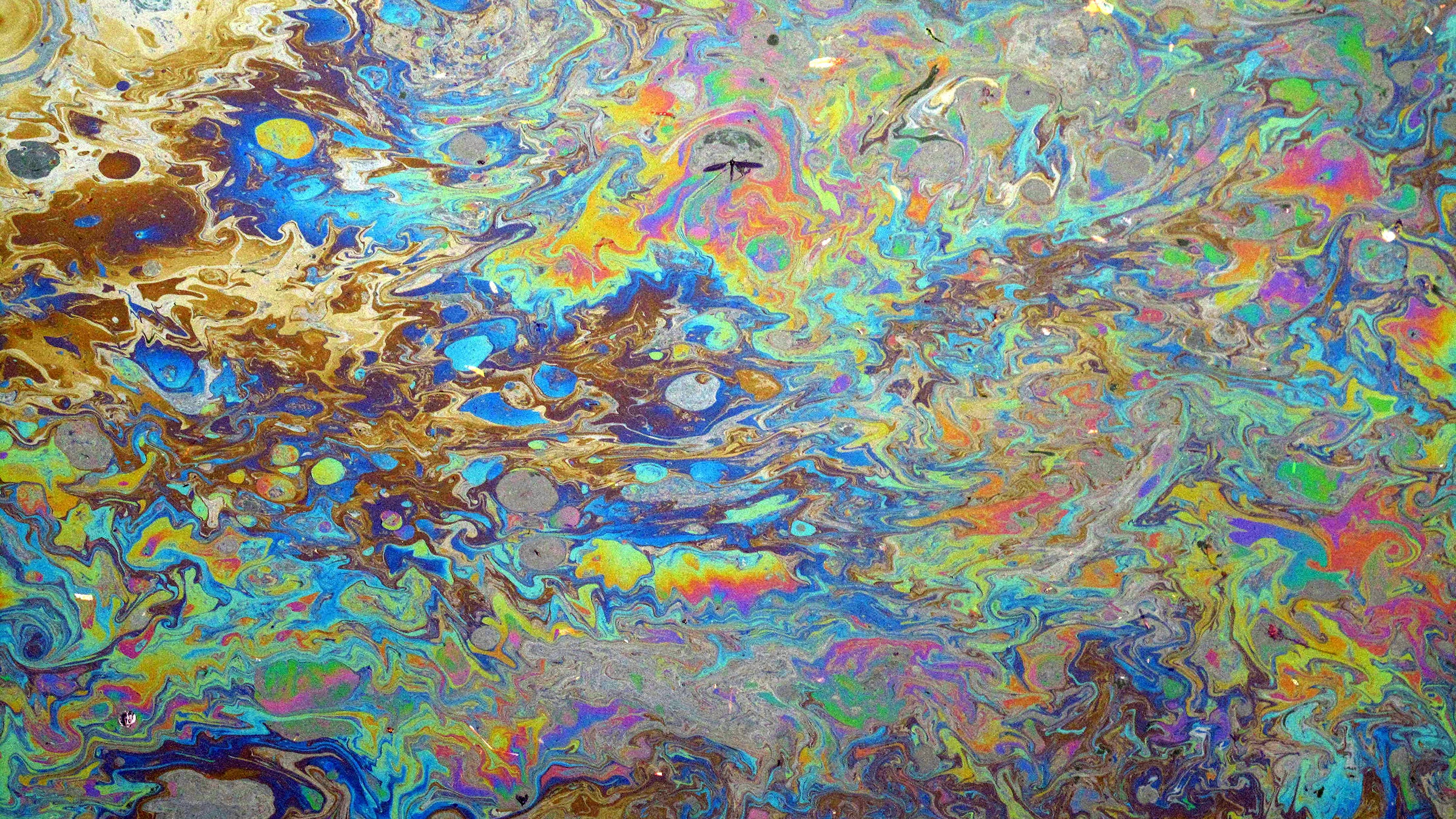 Oil pollution on water. 