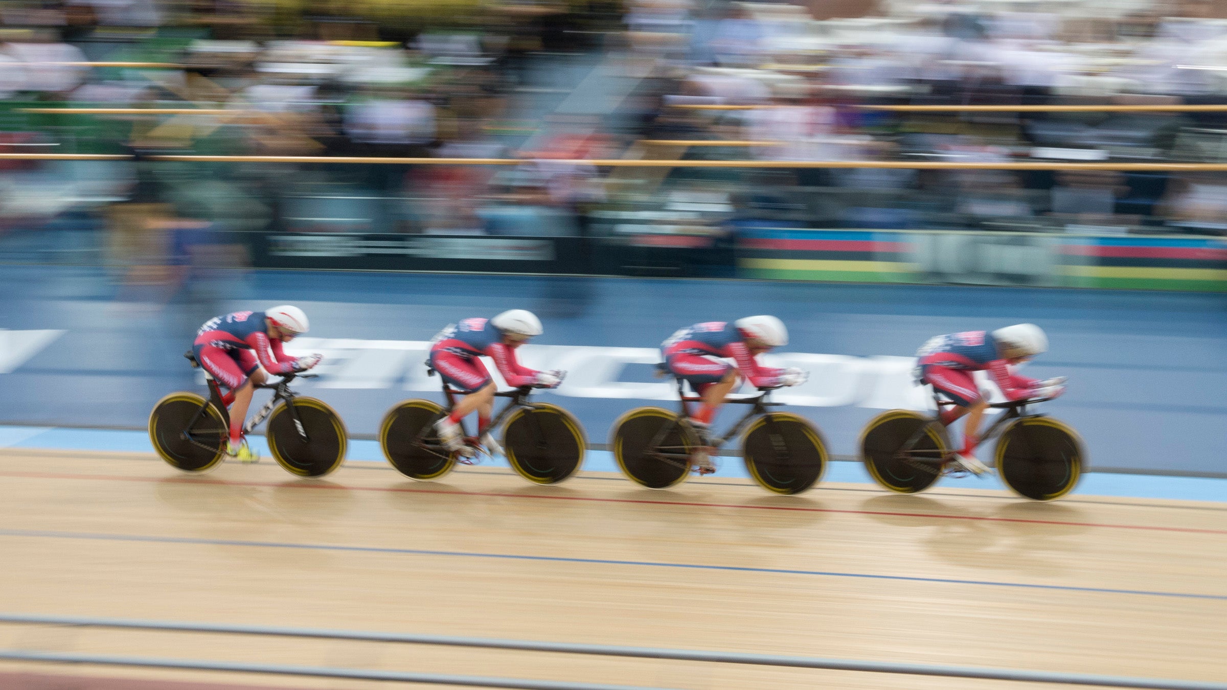 USA Women's team pursuit set a new national record during qualifying at the UCi track worlds. (Photo by Casey B. Gibson) *** Please Use Credit from Credit Field ***