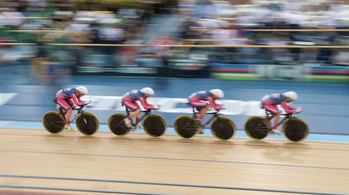 USA Women's team pursuit set a new national record during qualifying at the UCi track worlds. (Photo by Casey B. Gibson) *** Please Use Credit from Credit Field ***