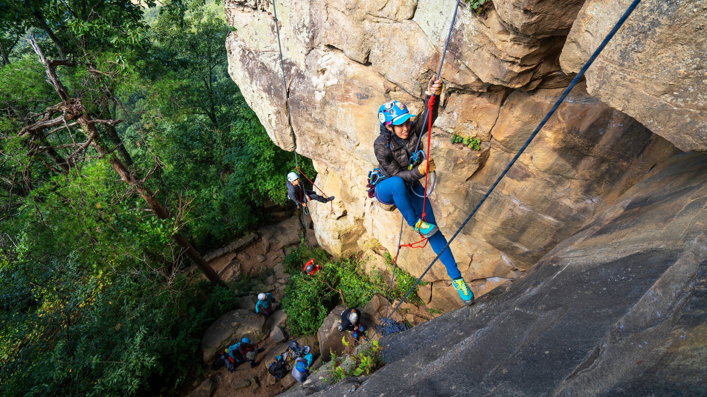 A climber during the Chattanooga Women's Climbing Festival in 2018.