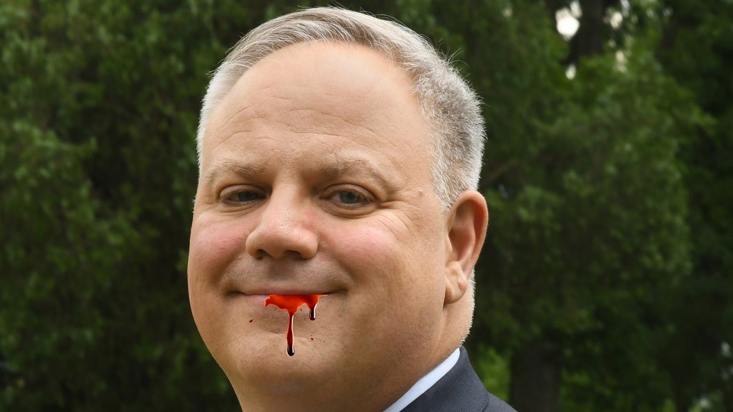 Bernhardt, pictured shortly after feasting on a nest full of baby bald eagles.