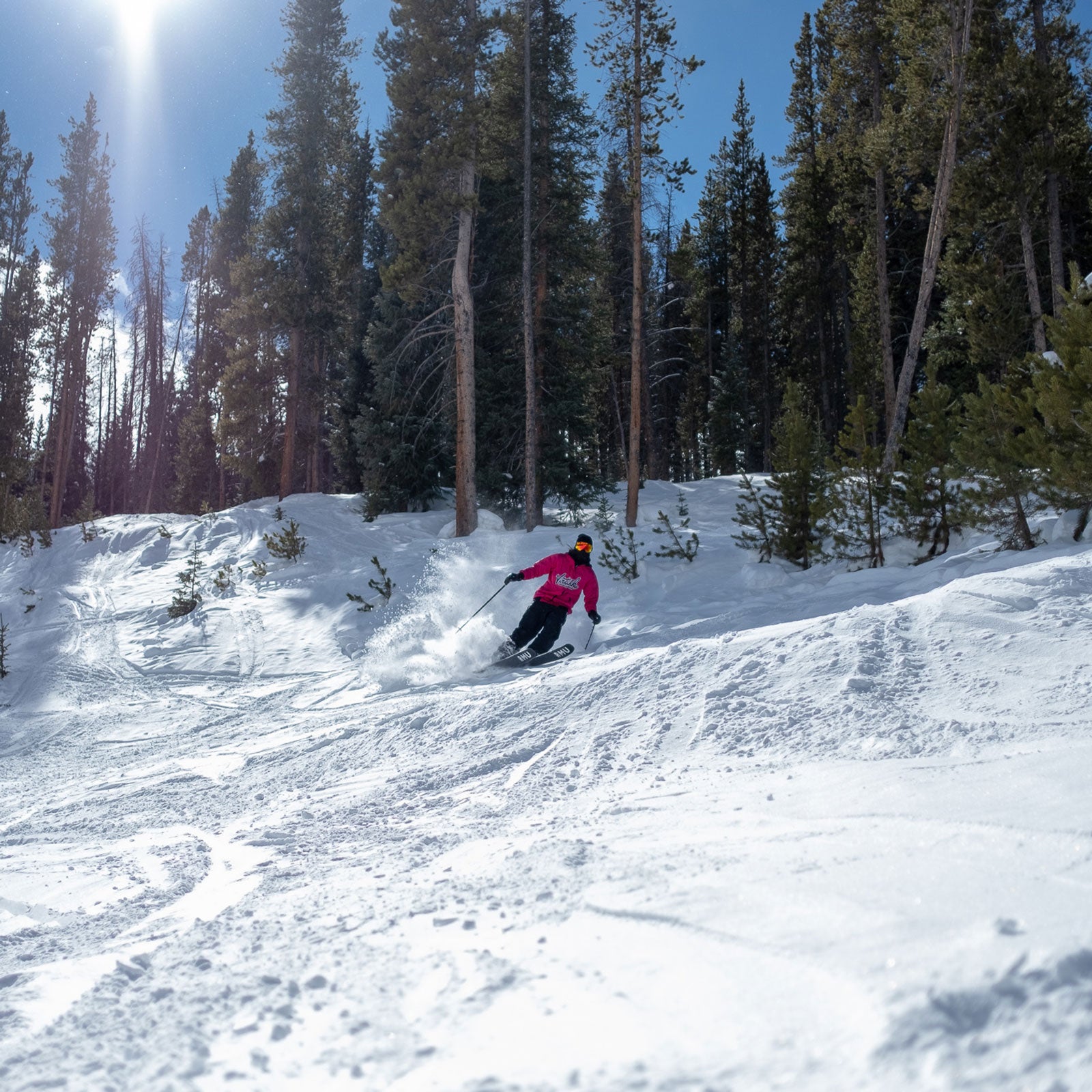 Keri Herman tests out the new RMU Valhalla women's skis.