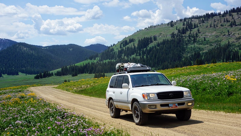 The $150 roof rack comes in handy on trips like this one through western Wyoming.