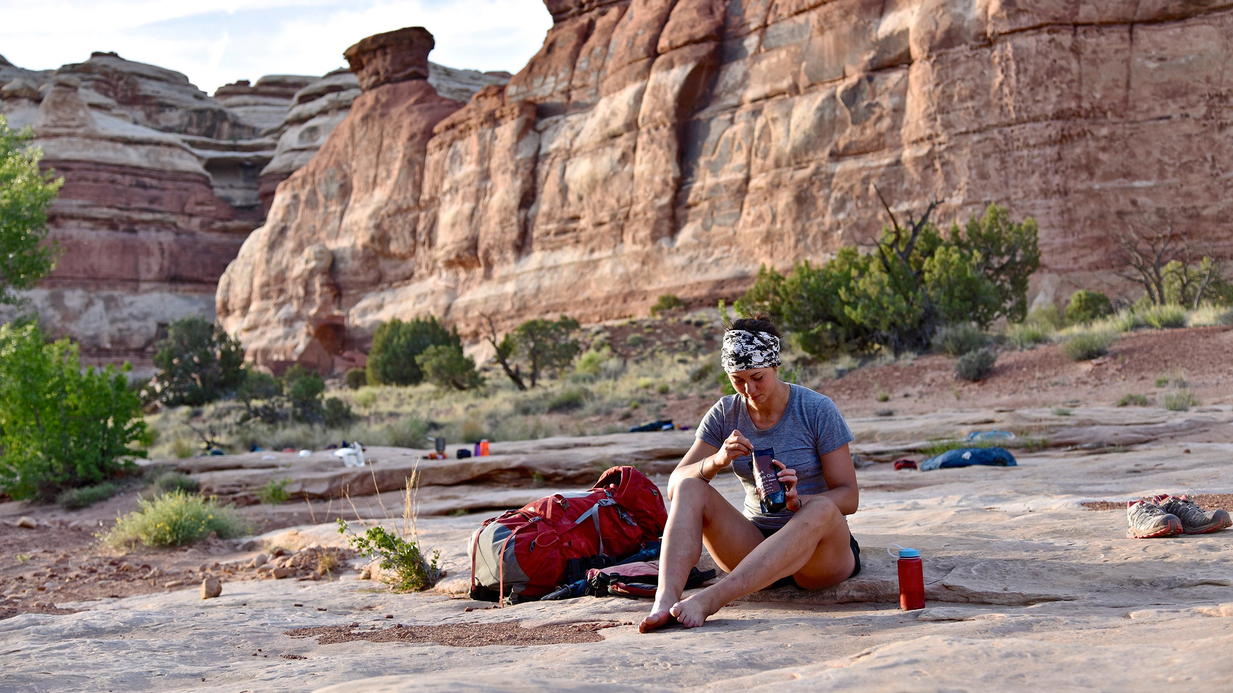 A backpacker in Canyonlands National Park, Moab, Utah