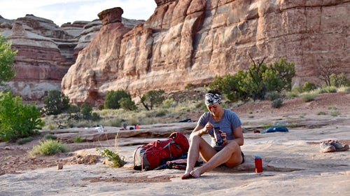 A backpacker in Canyonlands National Park, Moab, Utah
