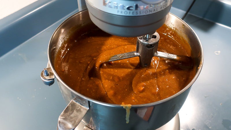 Make a large batch of the sauce to make it worth your while. Unless you have Julia Child-like arm strength, use an appliance to mix the ingredients.