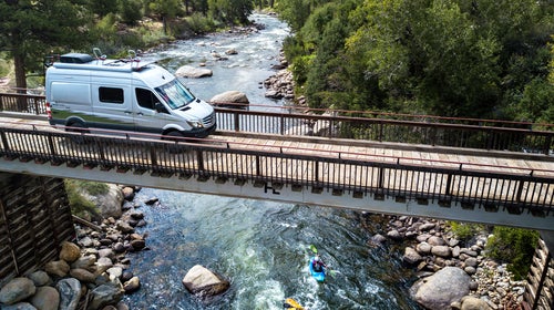 The Winnebago Revel has an outdoor shower, a bed that descends from the ceiling, and a diesel-fed hydronic heating system.
