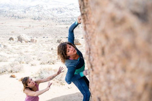 Abbey Smith on the unforgiving crimps of Junior's Achievement V8 in the Buttermilks.