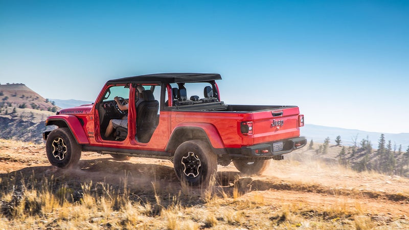 The Gladiator is the only pickup on the market in which the doors, roof, and both windshields are all removable.