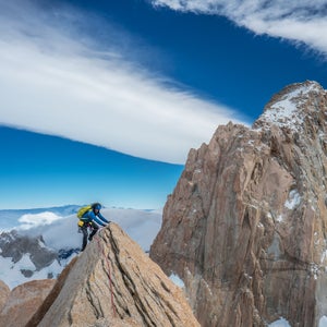 Jim Reynolds summits Patagonia’s Aguja Poincenot peak in January.
