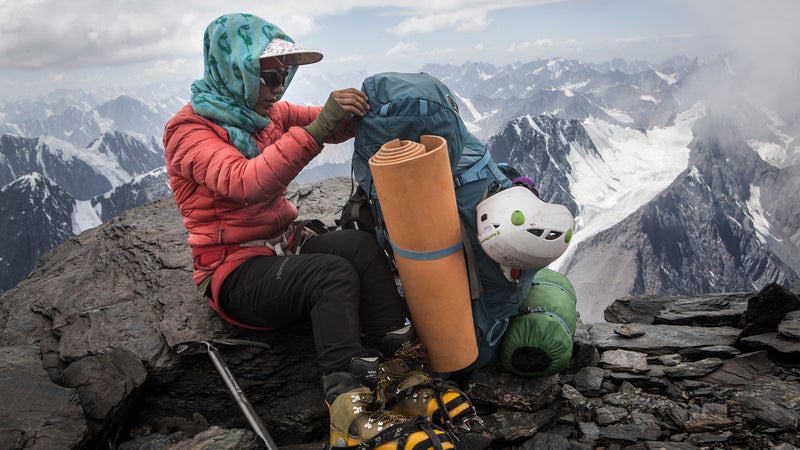 Yousoufi, on the way to camp three, takes a breather in the thin air.