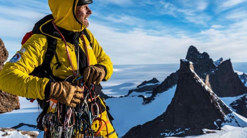 Conrad Anker climbing in Antarctica