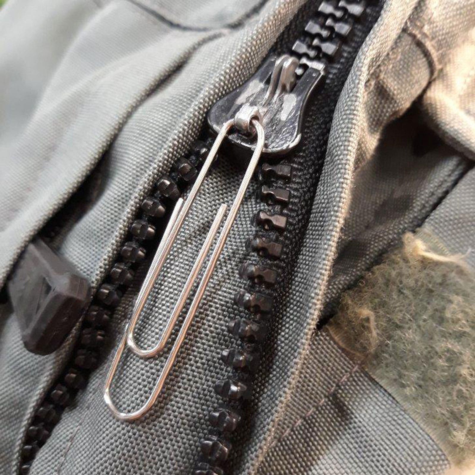 broken zipper on backpack close up