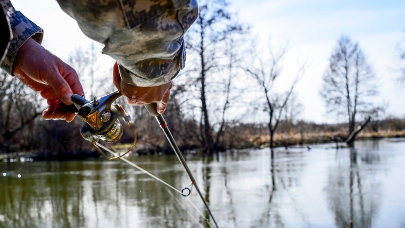 Red And White Bobber On A Fishing Rod Stock Photo - Download Image Now -  Catching, Equipment, Fishing - iStock