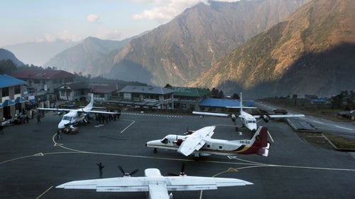 The Lukla Tenzing-Hillary Airport in Nepal is a notoriously difficult airport to land in.