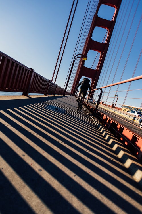9:21 A.M.
At this hour on the Golden Gate Bridge, bike commuters are sparse and the tourists have yet to arrive. 鈥淚've ridden over the bridge well over a thousand times in my life. And I've seen a lot of things, both beautiful and traumatic and sad happen here. It's super powerful and it never gets old.
鈥淚t鈥檚 really special to be able to do this. Plus, it saves me like $8 per day in bridge toll. So that's also helpful.鈥