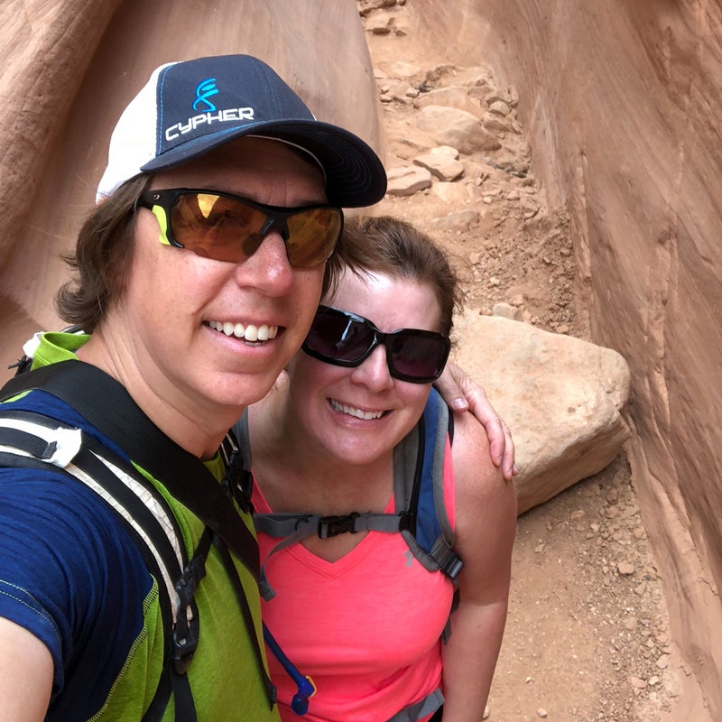 With wife Cheri, hiking in Utah’s San Rafael Swell in April 2018