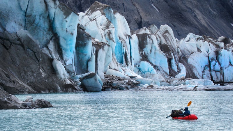 Van Hemert in a pack raft in the Arctic