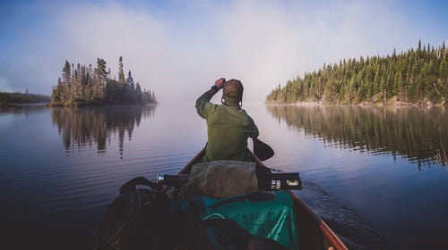 Early-morning glass on a Boundary Waters lake
