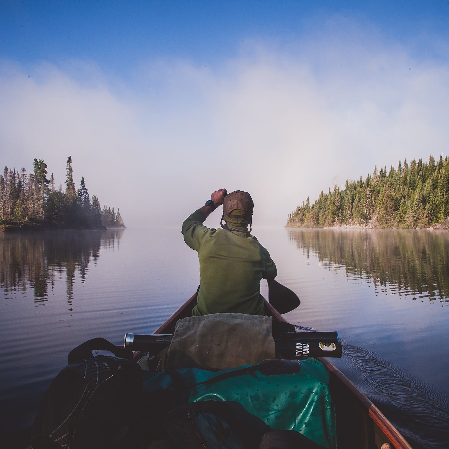 Early-morning glass on a Boundary Waters lake