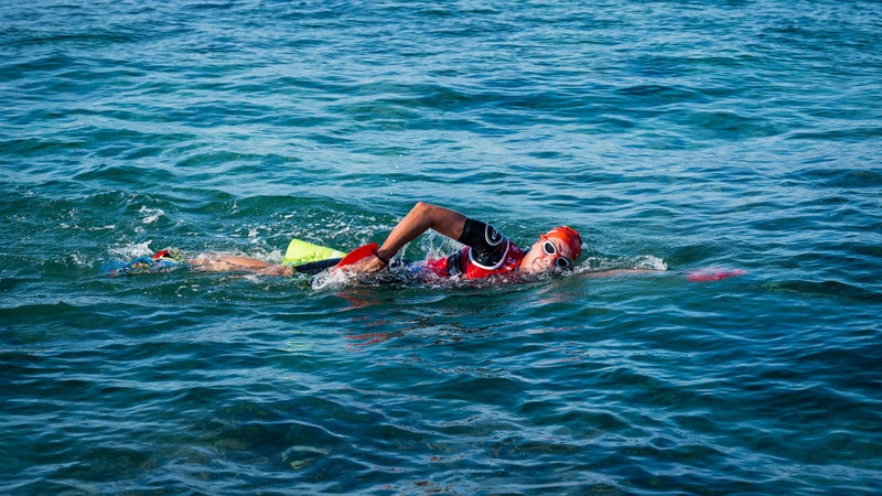 The author crossing between islands in the Mediterranean