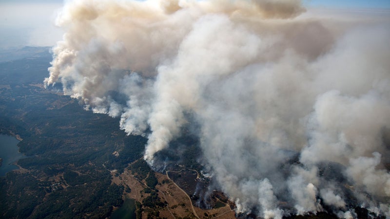 Smoke from large fires, like this one in Napa County in 2017, can affect populations thousands of miles away.