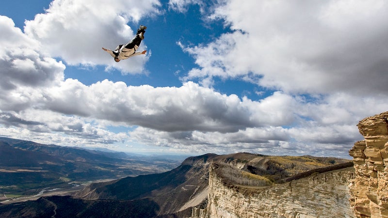 Ted Davenport BASE jumping in western Colorado