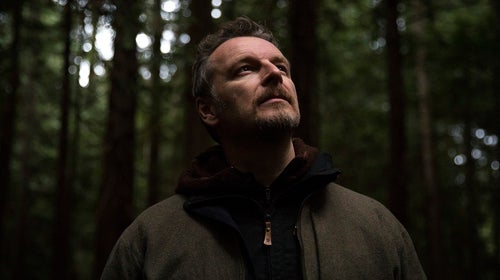 Chris Morgan during a forest bathing session at IslandWood, a learning center on Bainbridge Island.