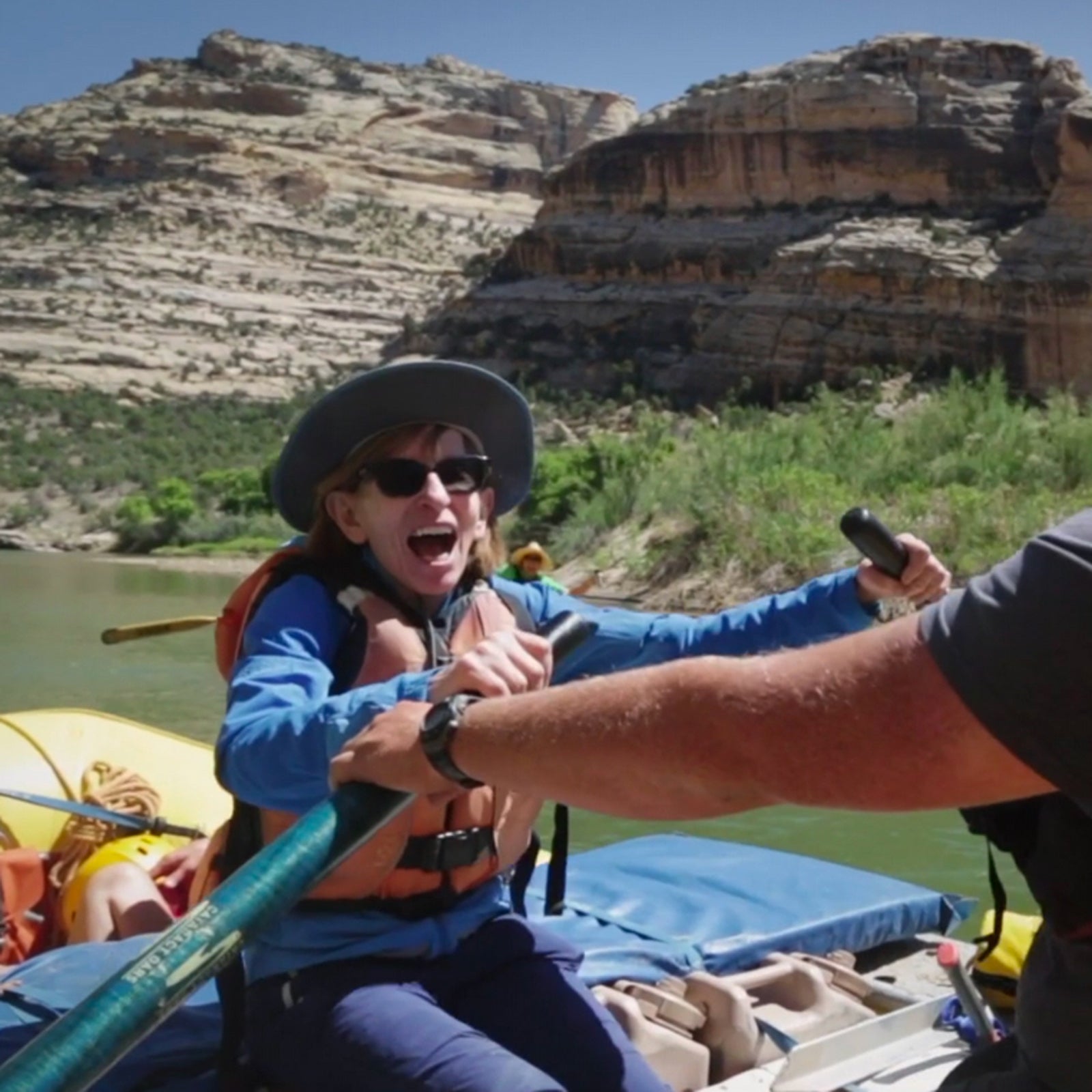 My mom, rafting