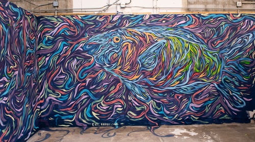 Parrot Fish , an augmented-reality work created at a Before It's Too Late event in April 2018, as part of the Miami Murals project.
