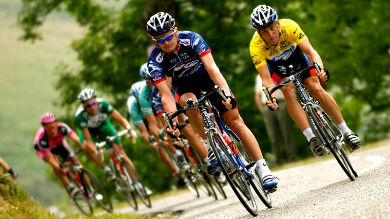 Landis riding for former teammate Lance Armstrong at the 2003 Tour de France