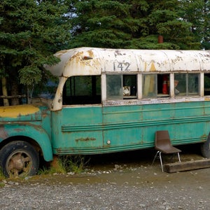 A replica of Fairbanks City Transit System Bus 142, where Christopher McCandless's body was discovered in 1992