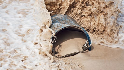 Plastic trash on a Bermuda beach