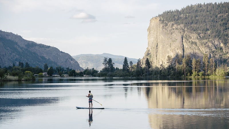 Stand up paddle boarding on Vaseux Lake in the Okanagan Valley