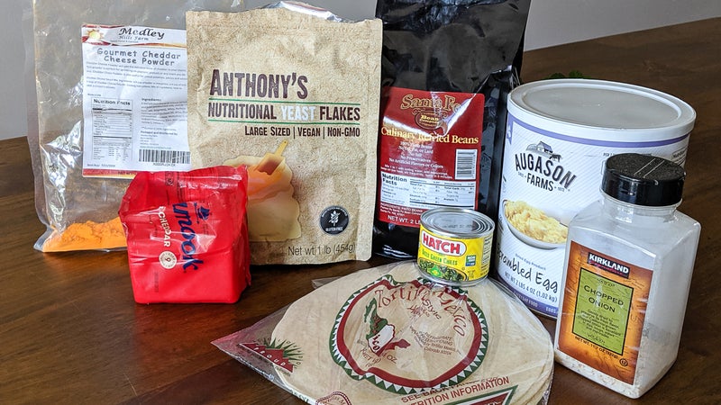 Ingredients for the Southwest egg burrito