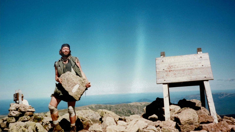 Baltimore Jack on the summit of Maine’s Mount Katahdin in 1996
