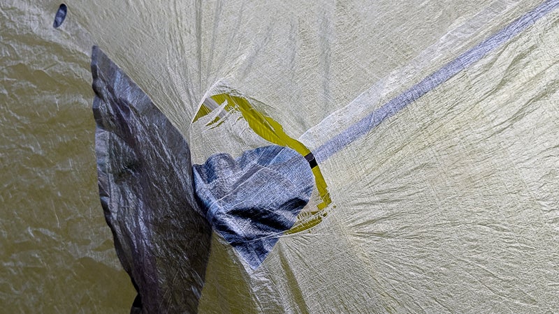 A $1,000 shelter should not tear during setup on its 22nd night out. The 0.34-ounce-per-square-yard Dyneema composite fabric is not worthy of anything more than just-in-case or emergency use.