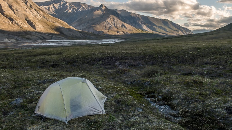 The Big Agnes Tiger Wall 2 Carbon is too good to be true. It’s a semi-freestanding double-wall tent that weighs just 22 ounces for the fly, body, and poles. But it’s too delicate and expensive. I used it on two eight-day trips in the Brooks Range (photo) and for another two weeks in Yosemite.