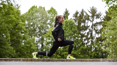 Woman stretching legs